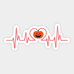 Halloween Pumpkin Heartbeat - II Sticker